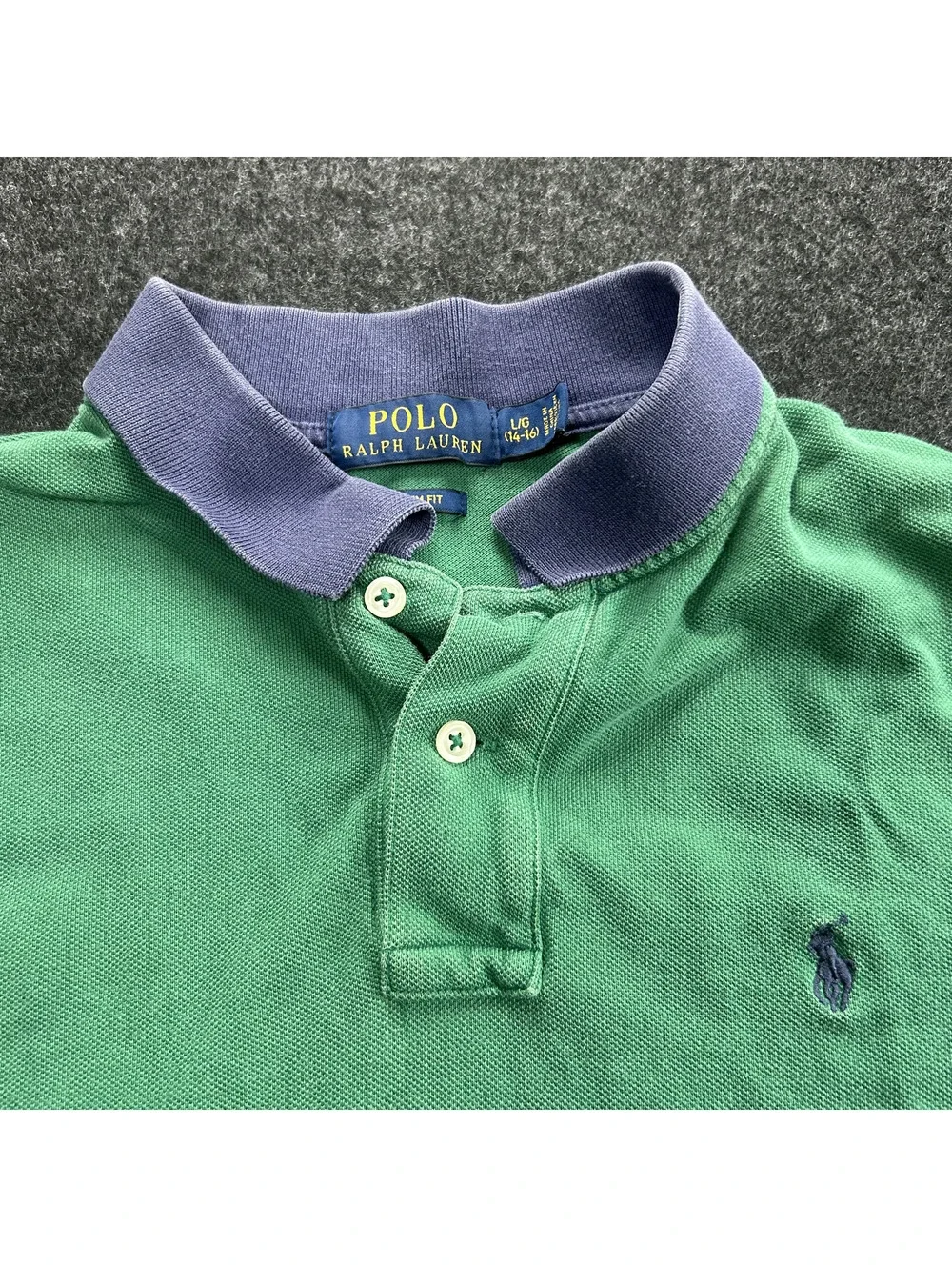 Polo Ralph Lauren Youth Large 14-16 Green Long Sleeve Polo Shirt Slim Fit